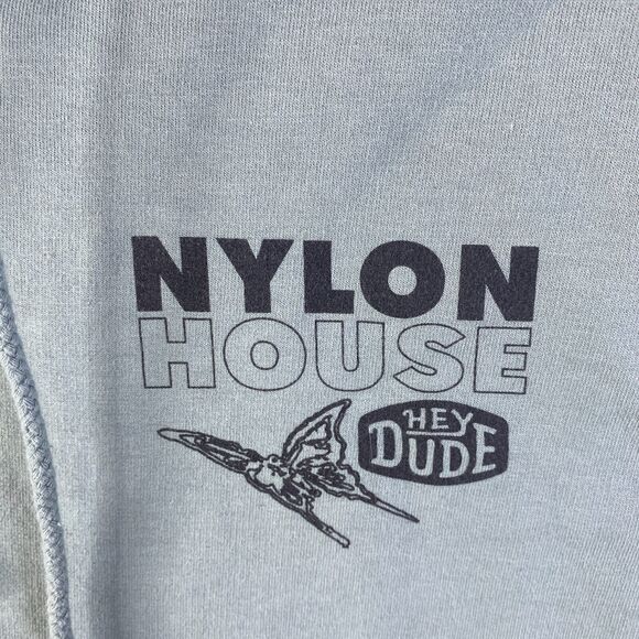 Hey Dude x Nylon House Collab Print Teal Pullover Hoodie Size Small Unisex - Picture 4 of 11